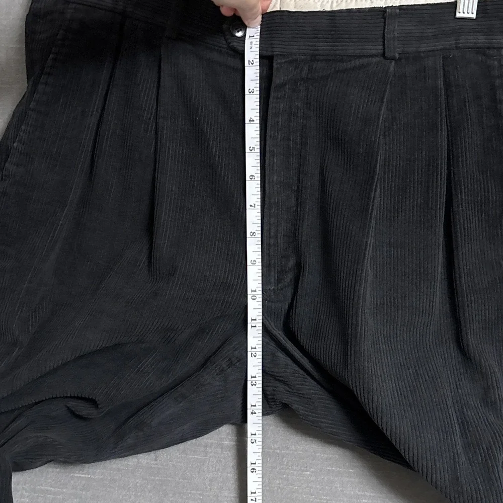 Vintage Louis Raphael Pants 36x31‎ Black Corduroy Pleated Cuffed 90s y2k Fall